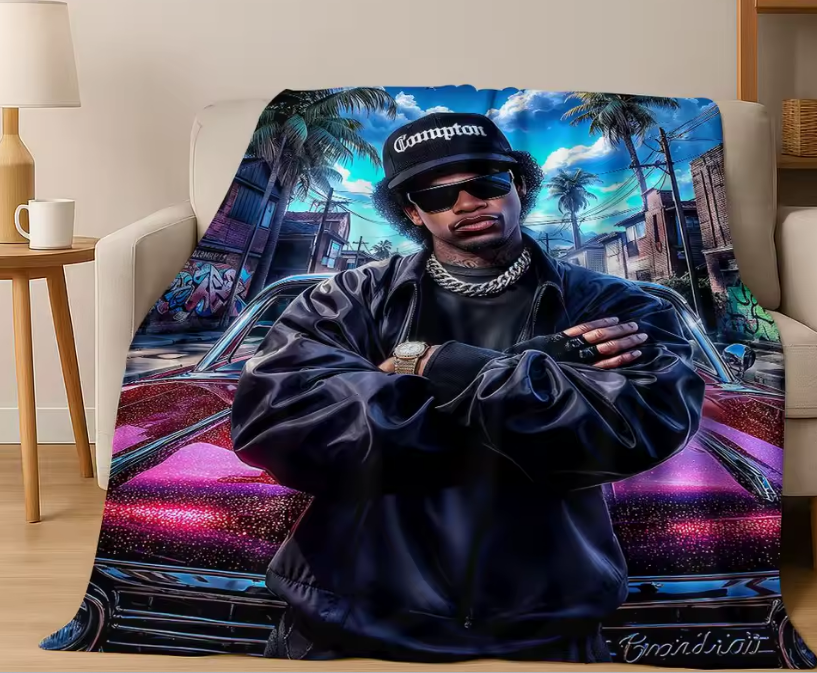 Hip-Hop Cartoon Rappers Flannel Throw Blanket (Multiple Sizes)