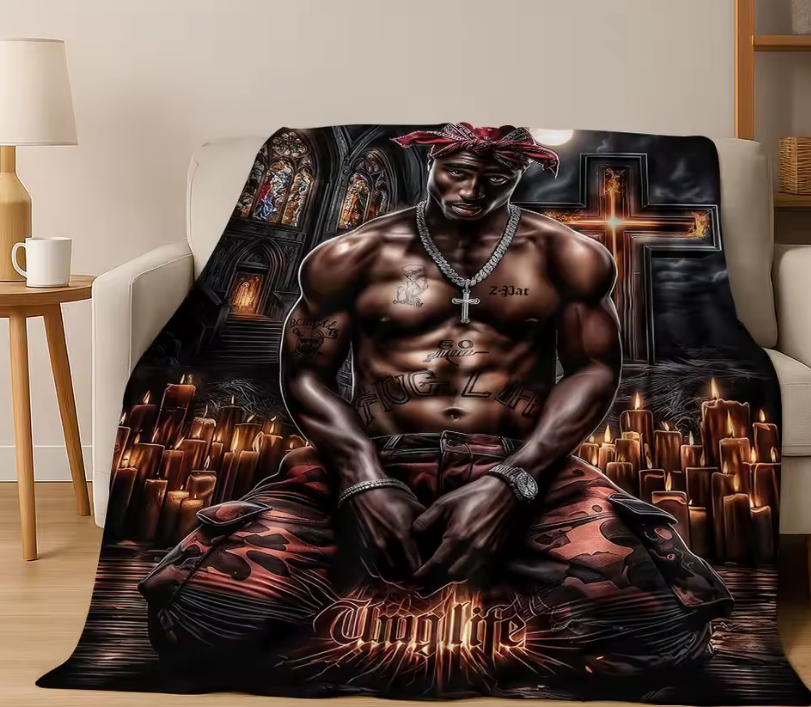 Hip-Hop Cartoon Rappers Flannel Throw Blanket (Multiple Sizes)